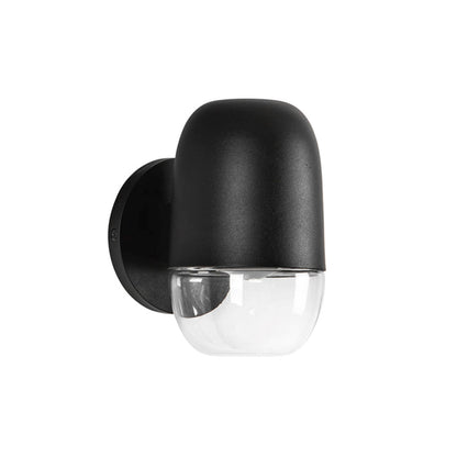 Kuzco Yara 4in LED Exterior Wall Sconce | Black Aluminum and Clear Glass | Covered Patio & Entryway | 4.62 x 4.62 x 7.38 in | Model EW38504-BK-CL