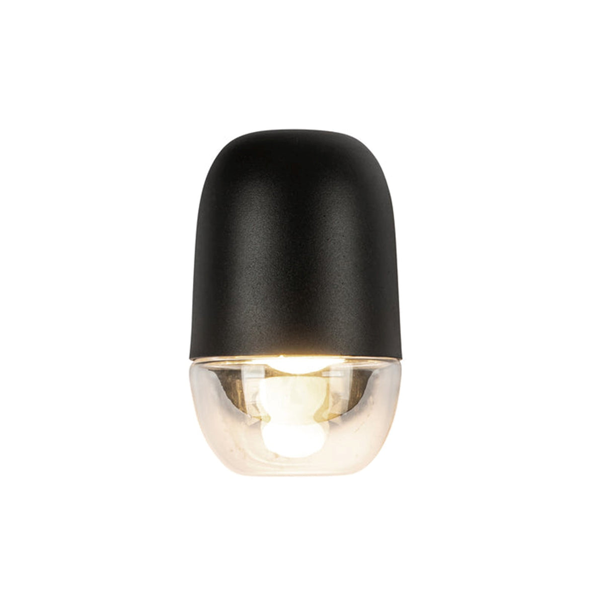 Kuzco Yara 4in LED Exterior Wall Sconce | Black Aluminum and Clear Glass | Covered Patio & Entryway | 4.62 x 4.62 x 7.38 in | Model EW38504-BK-CL