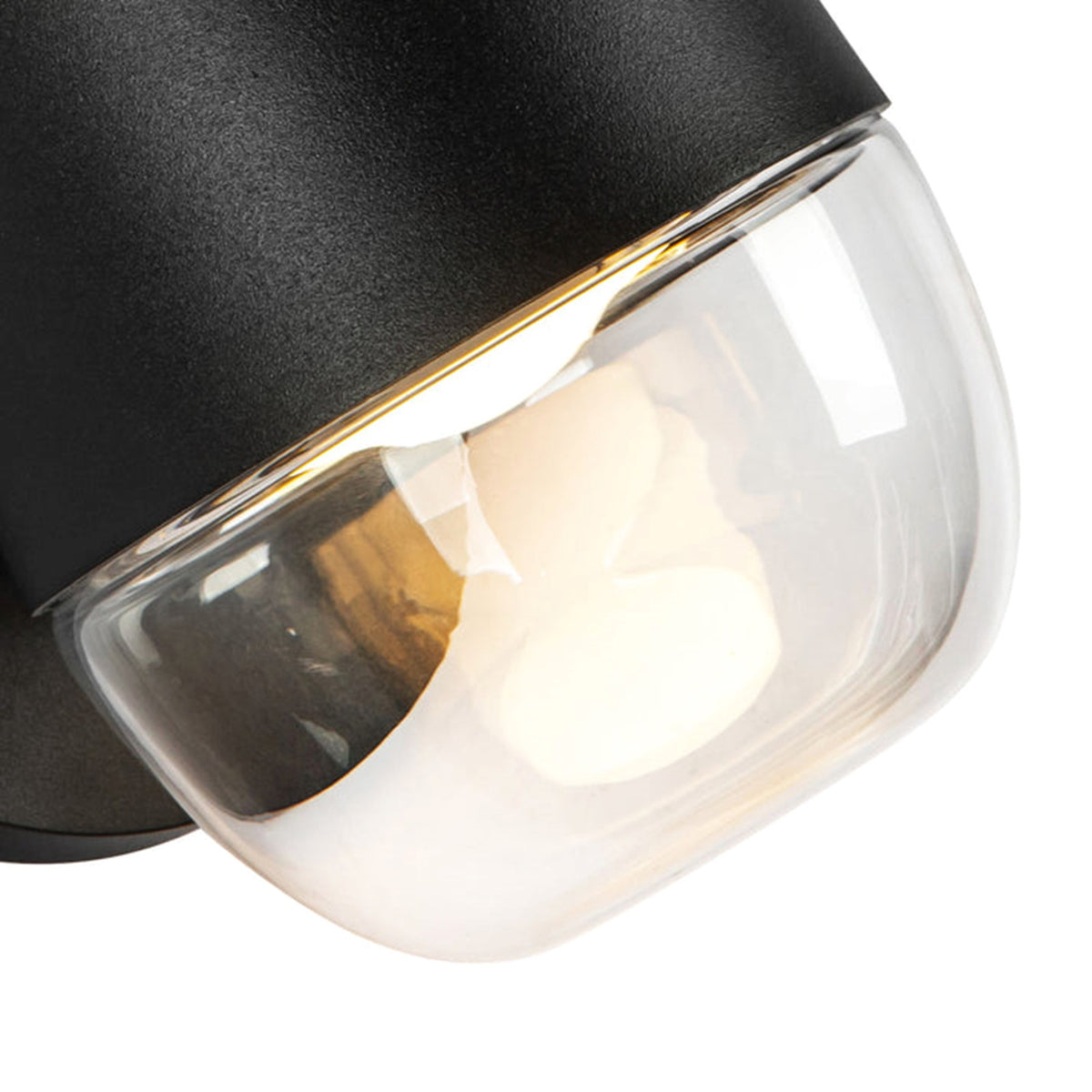 Kuzco Yara 4in LED Exterior Wall Sconce | Black Aluminum and Clear Glass | Covered Patio & Entryway | 4.62 x 4.62 x 7.38 in | Model EW38504-BK-CL