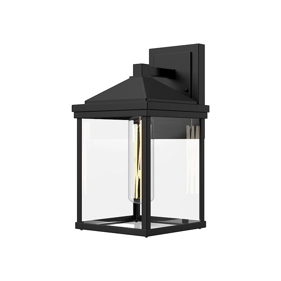 Alora Mood Larchmont 1 Light 9" Exterior Wall Sconce, Clear/Black - EW552009BKCL