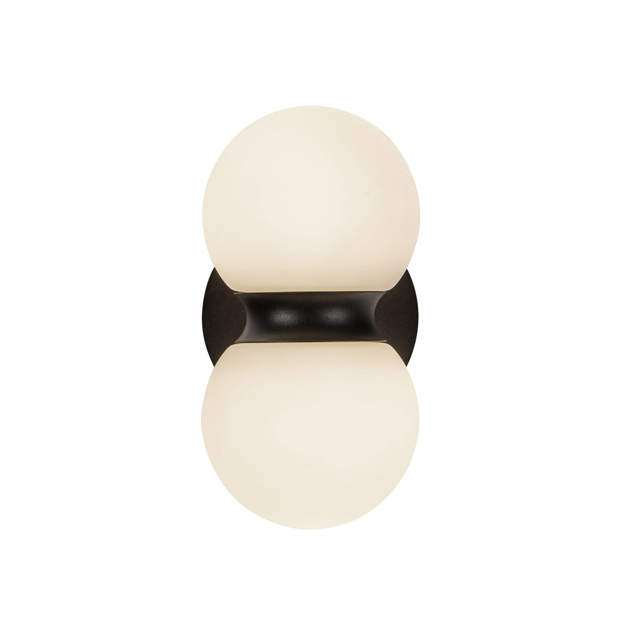 Kuzco Peri 9in 1-Light Outdoor Wall Sconce | Modern Black Aluminum and Opal Glass | Covered Patio & Entryway | Model EW77209-BK-OP