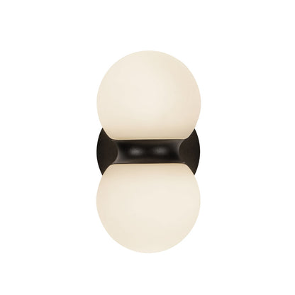 Kuzco Peri 9in 1-Light Outdoor Wall Sconce | Modern Black Aluminum and Opal Glass | Covered Patio & Entryway | Model EW77209-BK-OP