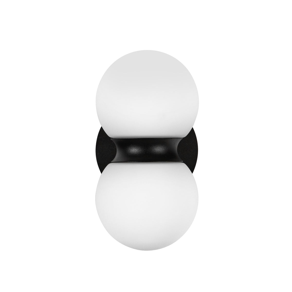 Kuzco Peri 9in 1-Light Outdoor Wall Sconce | Modern Black Aluminum and Opal Glass | Covered Patio & Entryway | Model EW77209-BK-OP