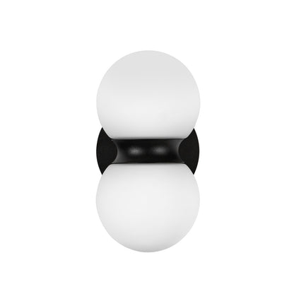 Kuzco Peri 9in 1-Light Outdoor Wall Sconce | Modern Black Aluminum and Opal Glass | Covered Patio & Entryway | Model EW77209-BK-OP