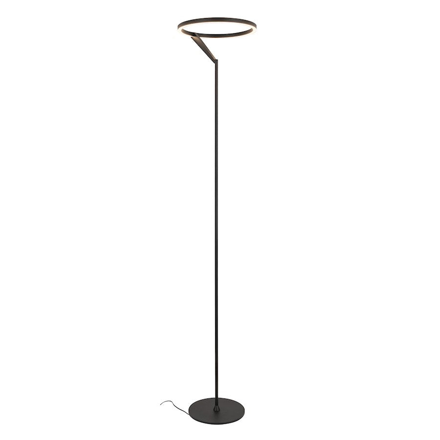 Kuzco Roda 66in Floor Lamp | Scandinavian Minimalist Black Aluminum and Steel with Frosted Acrylic Lens | Living Room & Bedroom | Model FL27766-BK