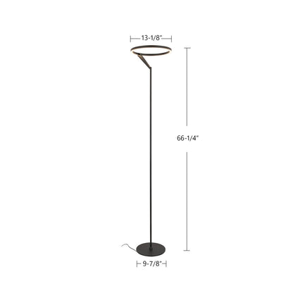 Kuzco Roda 66in Floor Lamp | Scandinavian Minimalist Black Aluminum and Steel with Frosted Acrylic Lens | Living Room & Bedroom | Model FL27766-BK