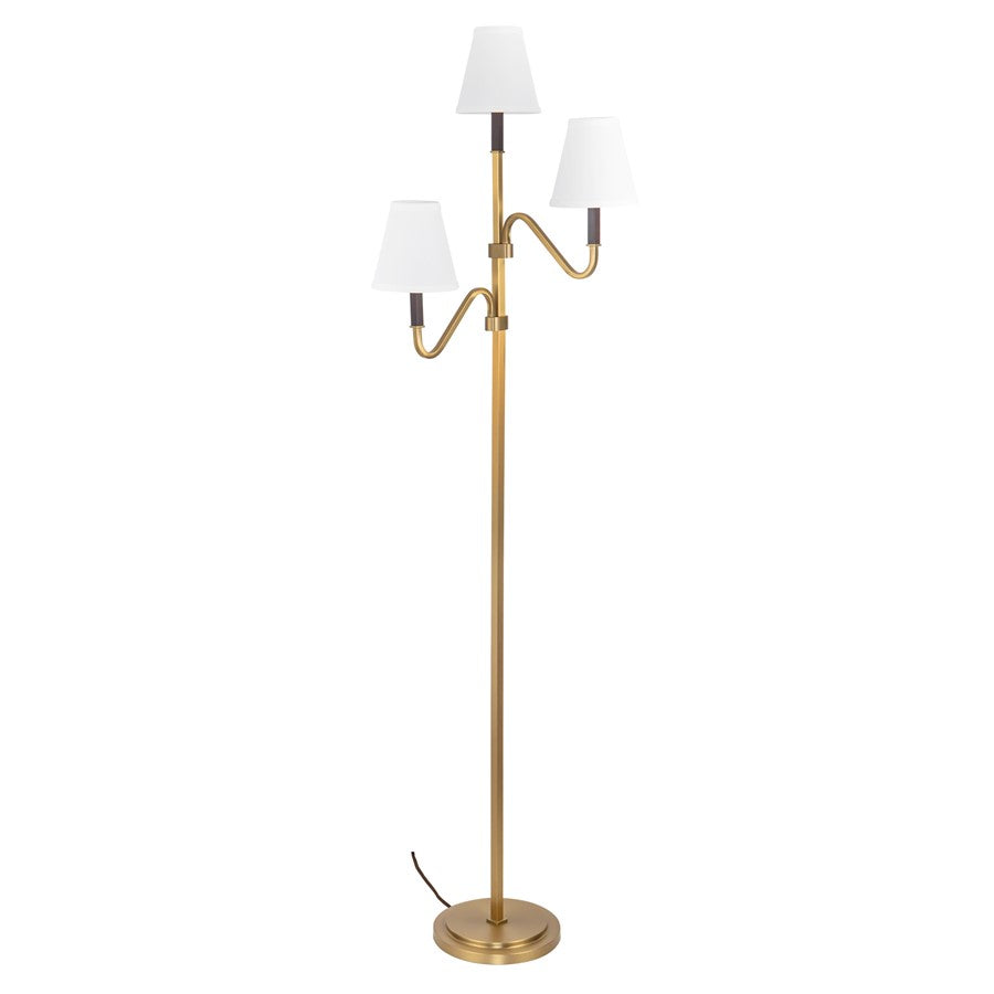 Kuzco Sloan 68" Gold Floor Lamp, Brushed Gold/White Linen