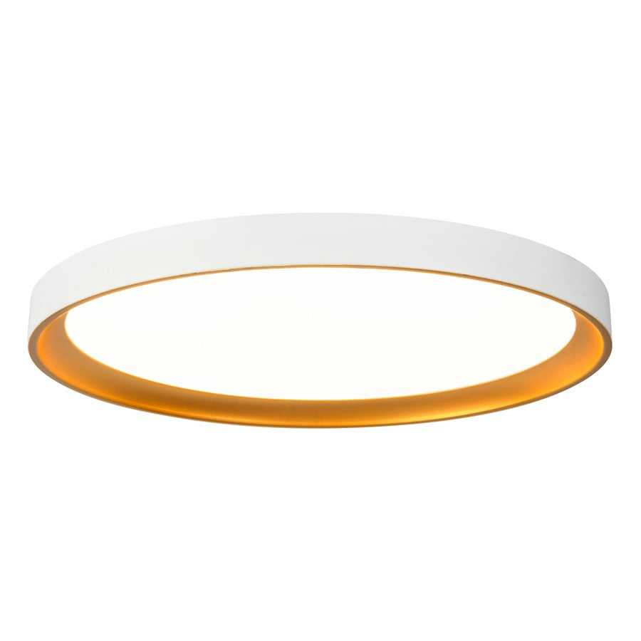 Kuzco Nix 15" Wht Dimmable LED Flush Mount, White/Gold