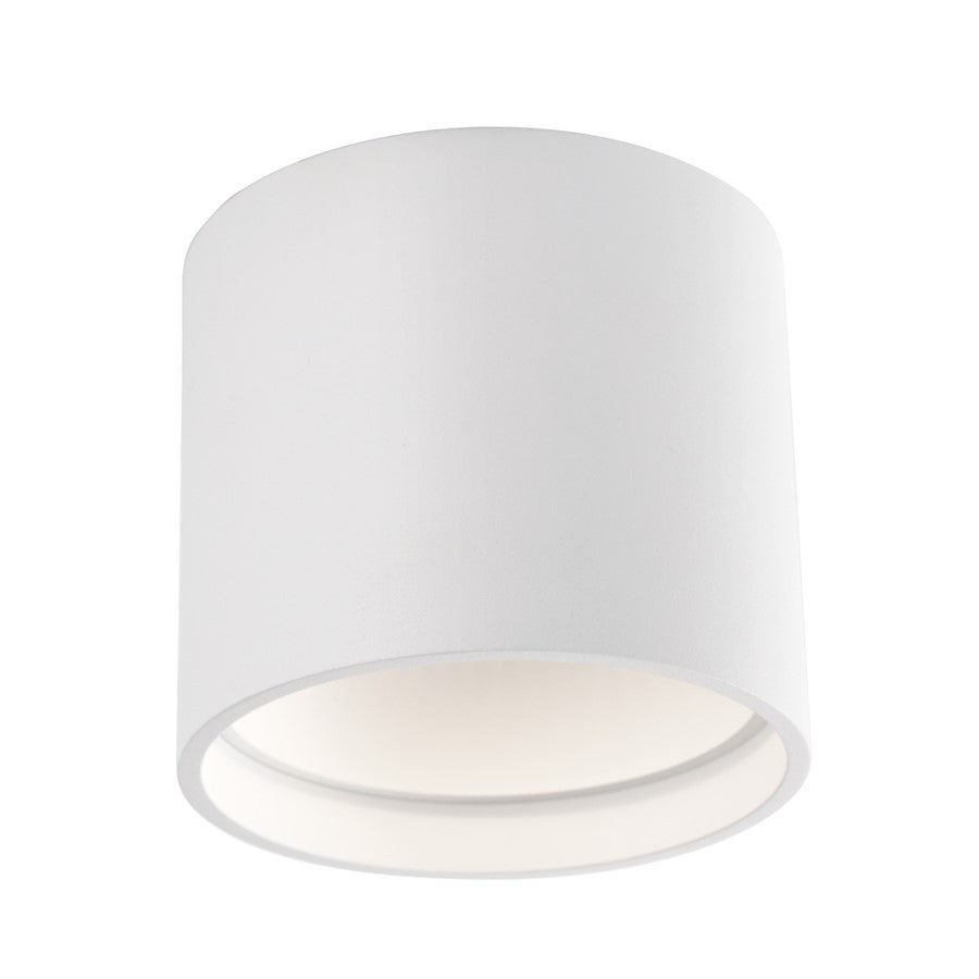 Kuzco Falco LED Flush Mount, White/Clear Acrylic Multi-Faceted Lens - FM10605-WH