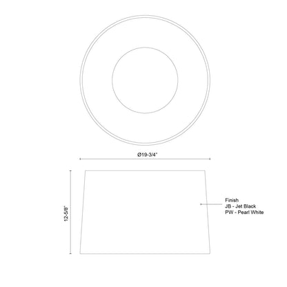 Kuzco Etta 20in 1-Light LED Flush Mount | Modern Jet Black Steel and Polymeric Diffuser | Bedroom & Living Room Ceiling | Model FM16520-JB-3WCCT-UNV