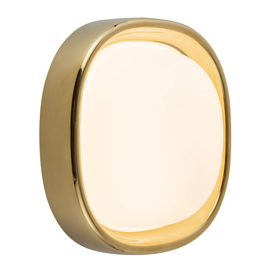 Kuzco Pebble 8" Brass Dimmable LED Flush Mount, Metallic Brass