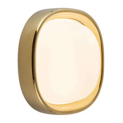 Kuzco Pebble 8" Brass Dimmable LED Flush Mount, Metallic Brass