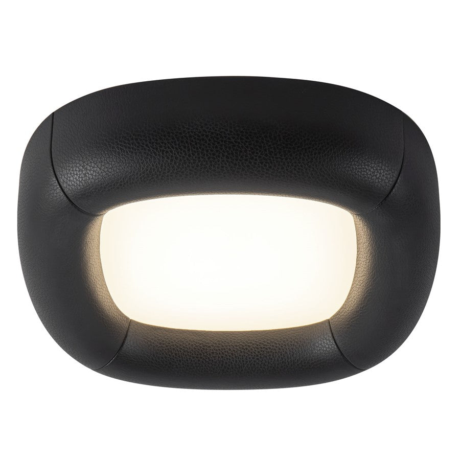 Kuzco Folio 15" Black Dimmable LED Flush Mount, Brown Vegan Leather