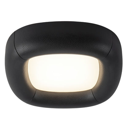 Kuzco Folio 15" Black Dimmable LED Flush Mount, Brown Vegan Leather
