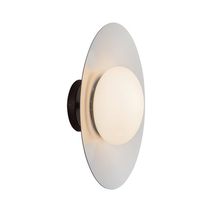 Kuzco Cruz 15in LED Flush Mount | Black and White Metal and Opal Glass | Bedroom, Living Room & Dining Room Ambient Light | Model FM22815-BK-WH