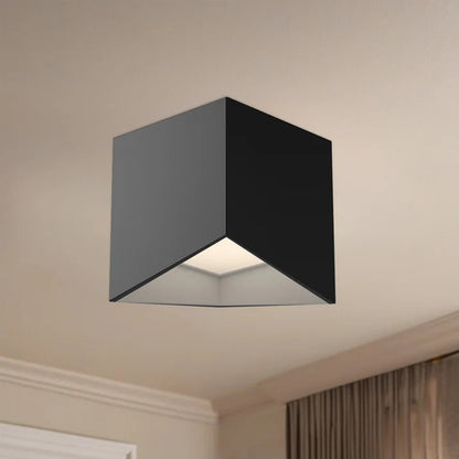 Kuzco Cubix 5in LED Flush Mount | Modern Black/White Aluminum and White Acrylic | Bathroom & Kitchen | 5.62 x 5.62 x 6 in | Model FM31205-BK-WH