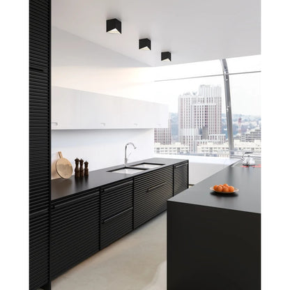 Kuzco Cubix 5in LED Flush Mount | Modern Black/White Aluminum and White Acrylic | Bathroom & Kitchen | 5.62 x 5.62 x 6 in | Model FM31205-BK-WH