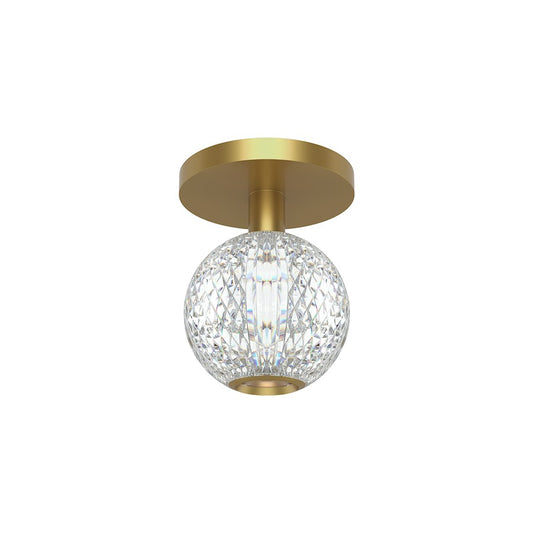 Alora Marni 5" LED Flush Mount, Natural Brass/Clear Carved Acrylic - FM321201NB