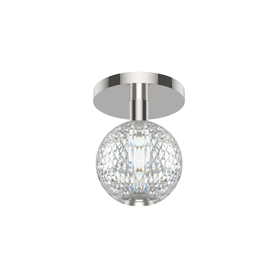 Alora Marni 5" LED Flush Mount, Nickel/Clear Carved Acrylic - FM321201PN