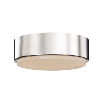 Kuzco Blanco 8in 1-Light Flush Mount | Modern Polished Nickel and Alabaster Stone | Hallway & Bedroom | 7.875 x 2.625 in | Model FM325108PNAR-5CCT