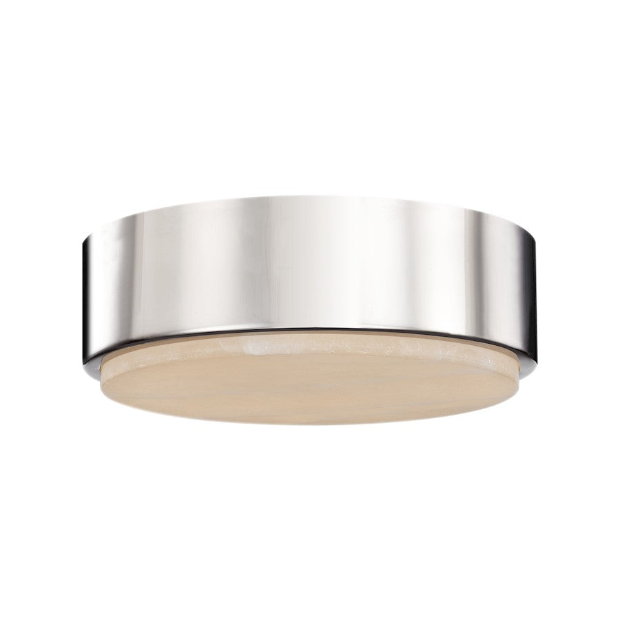 Kuzco Blanco 8in 1-Light Flush Mount | Modern Polished Nickel and Alabaster Stone | Hallway & Bedroom | 7.875 x 2.625 in | Model FM325108PNAR-5CCT
