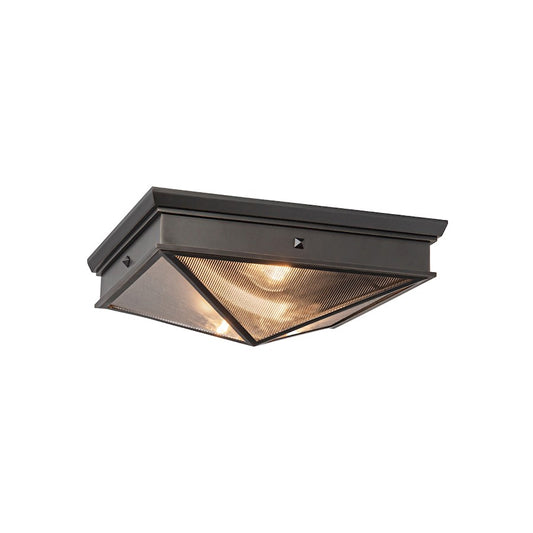 Alora Cairo 2 Light 15" Flush Mount, Ribbed/Bronze/Clear Ribbed - FM332615UBCR