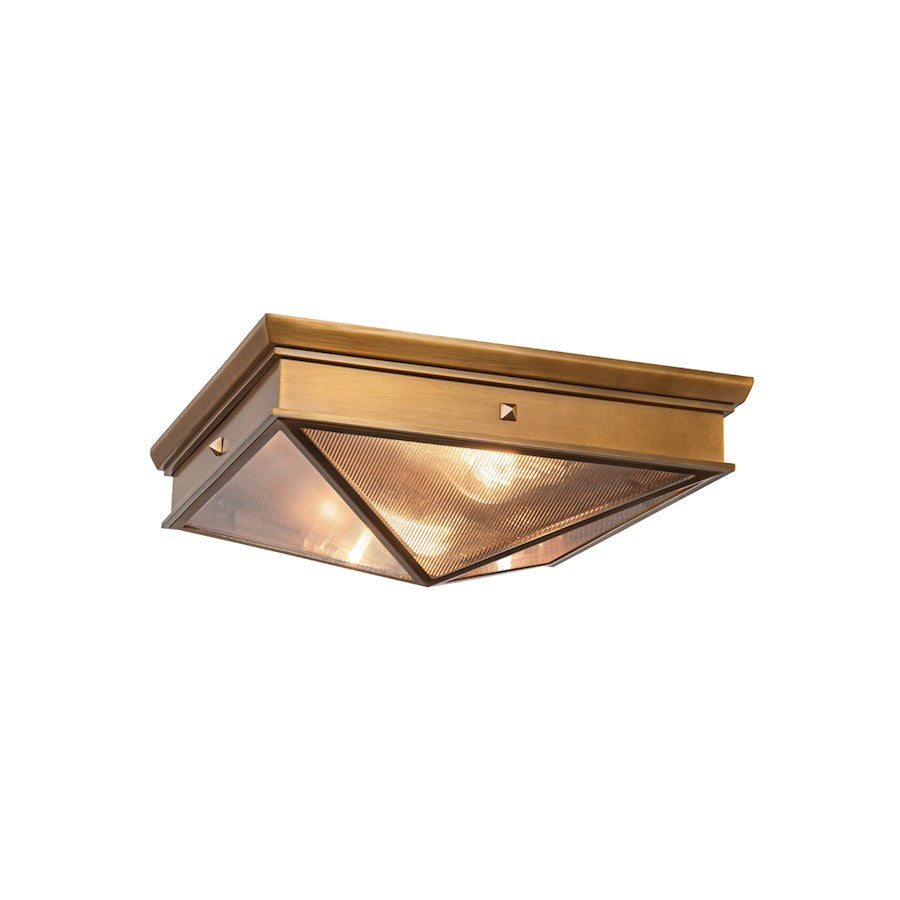 Alora Cairo 2 Light 15" Flush Mount, Ribbed/Brass/Clear Ribbed - FM332615VBCR