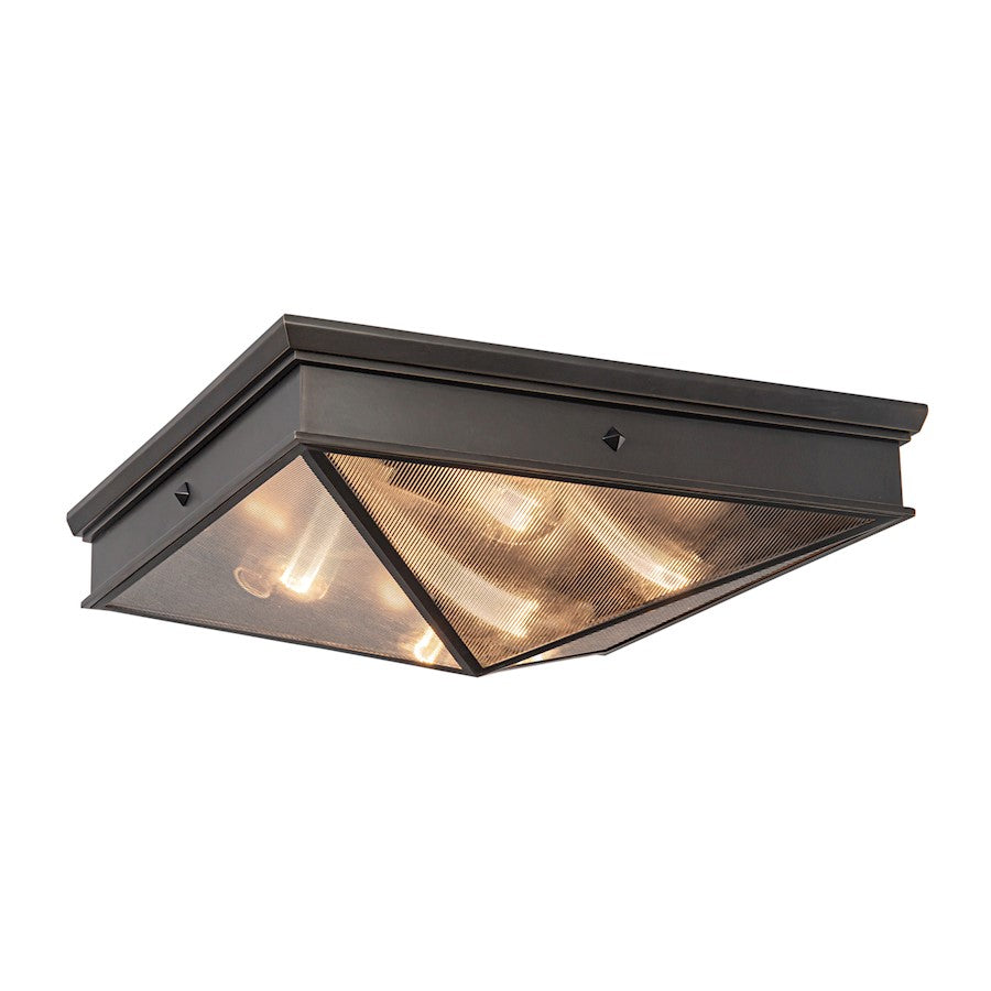 Alora Cairo 4 Light 19" Flush Mount, Ribbed/Bronze/Clear Ribbed - FM332919UBCR