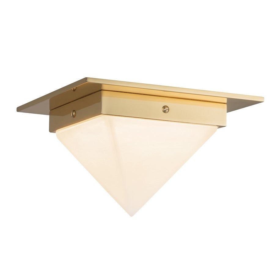 Kuzco Mineral 4" Brass Flush Mount, Patina Brass/Alabaster