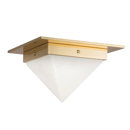 Kuzco Mineral 4" Brass Flush Mount, Patina Brass/Alabaster