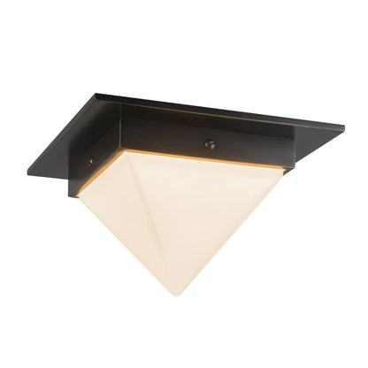 Kuzco Mineral 4" Black Flush Mount, Urban Bronze/Matte Opal Glass