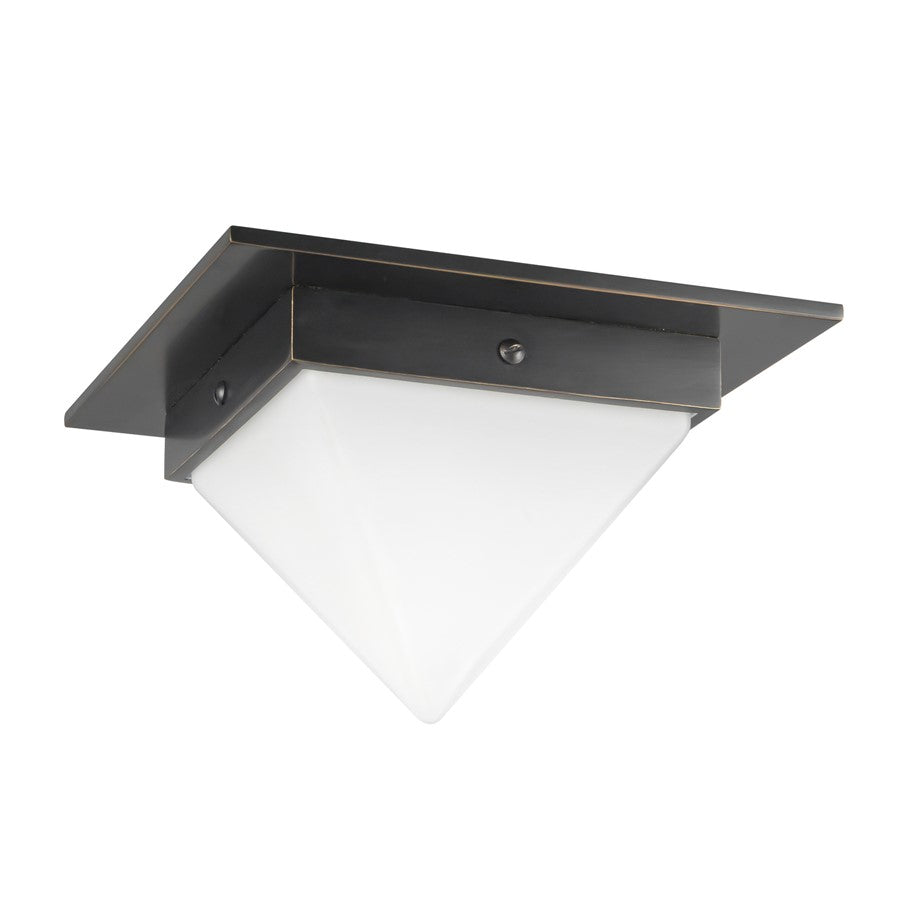 Kuzco Mineral 4" Black Flush Mount, Urban Bronze/Matte Opal Glass