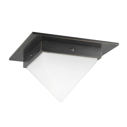 Kuzco Mineral 4" Black Flush Mount, Urban Bronze/Matte Opal Glass