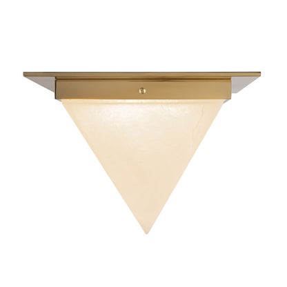 Kuzco Mineral 9" Brass Flush Mount, Patina Brass/Alabaster