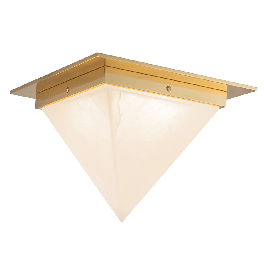 Kuzco Mineral 9" Brass Flush Mount, Patina Brass/Alabaster