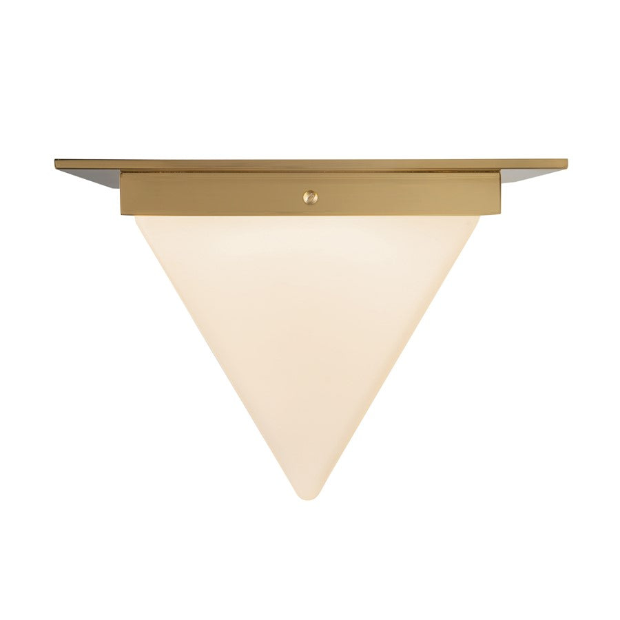 Kuzco Mineral 9" Brass Flush Mount, Patina Brass/Opal Glass