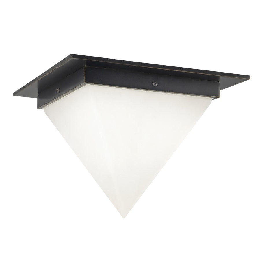 Kuzco Mineral 9" Black Flush Mount, Urban Bronze/Alabaster