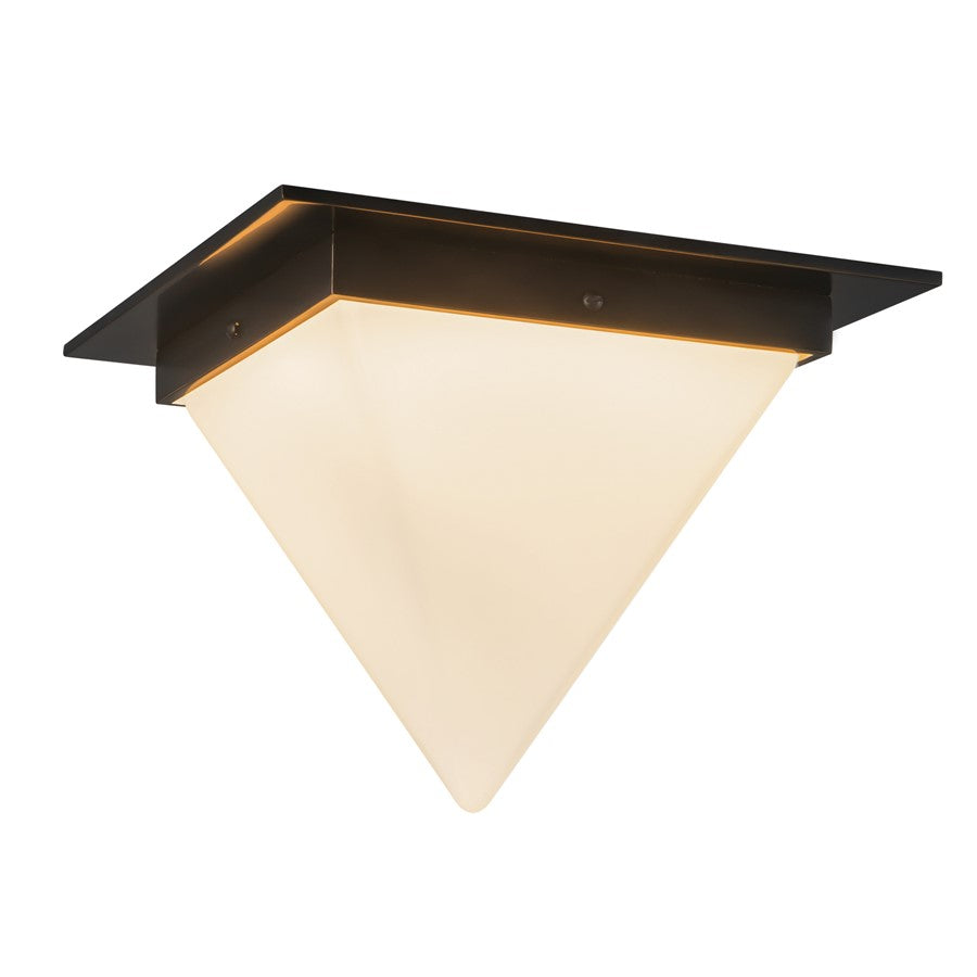 Kuzco Mineral 9" Black Flush Mount, Urban Bronze/Matte Opal Glass
