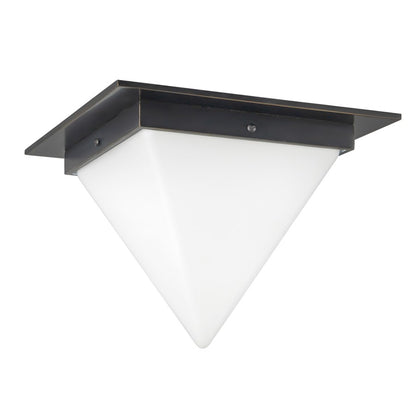 Kuzco Mineral 9" Black Flush Mount, Urban Bronze/Matte Opal Glass