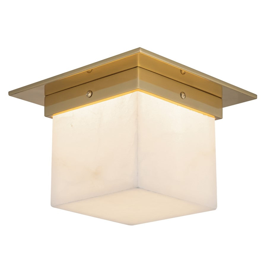 Kuzco Mineral 5.5" Brass Flush Mount, Patina Brass/Alabaster