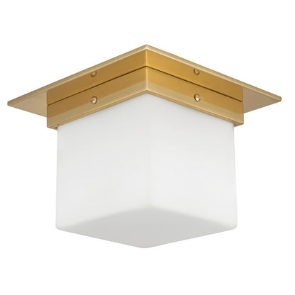 Kuzco Mineral 5.5" Brass Flush Mount, Patina Brass/Opal Glass