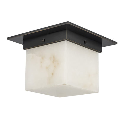 Kuzco Mineral 5.5" Black Flush Mount, Urban Bronze/Alabaster