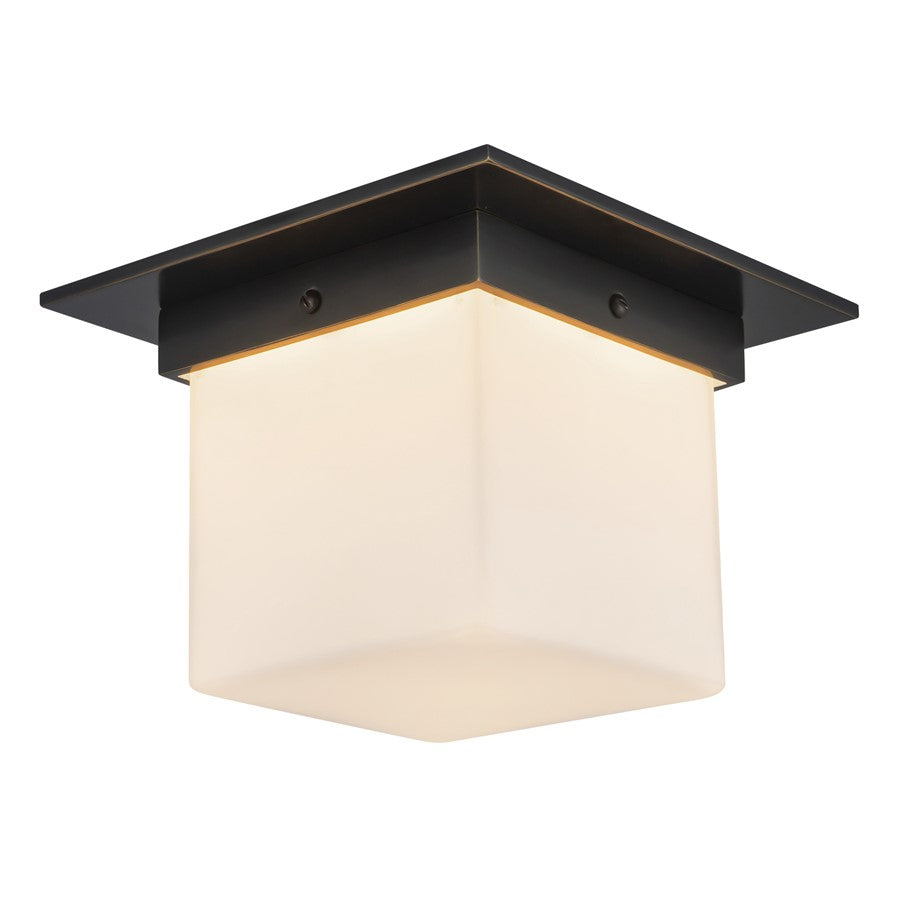 Kuzco Mineral 5.5" Black Flush Mount, Urban Bronze/Matte Opal Glass