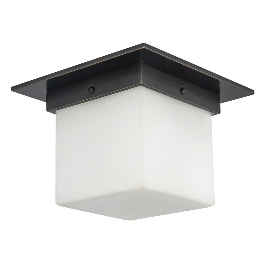 Kuzco Mineral 5.5" Black Flush Mount, Urban Bronze/Matte Opal Glass