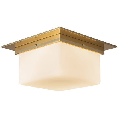 Kuzco Mineral 5" Brass Flush Mount, Patina Brass/Opal Glass