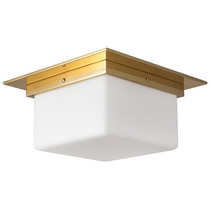 Kuzco Mineral 5" Brass Flush Mount, Patina Brass/Opal Glass