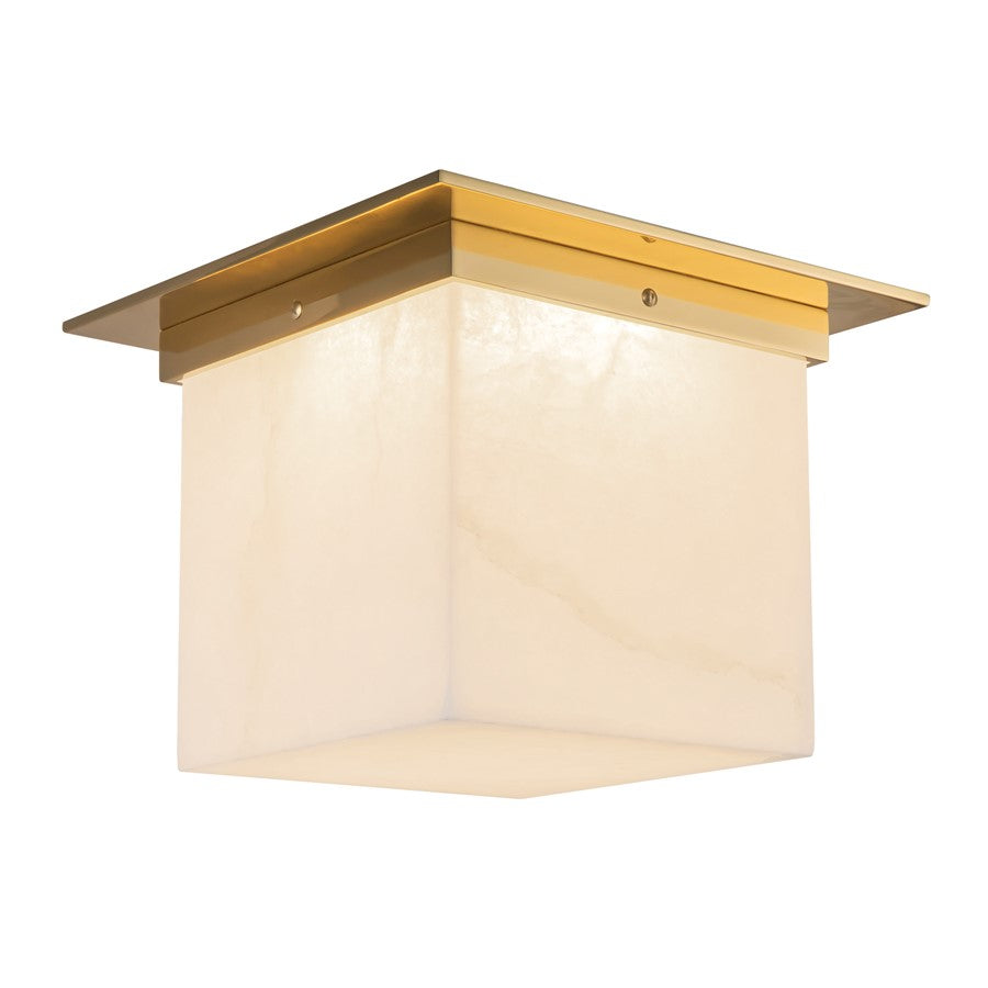 Kuzco Mineral 11" Brass Flush Mount, Patina Brass/Alabaster - FM356118PTBAR
