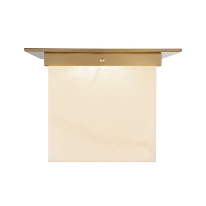 Kuzco Mineral 11" Brass Flush Mount, Patina Brass/Alabaster
