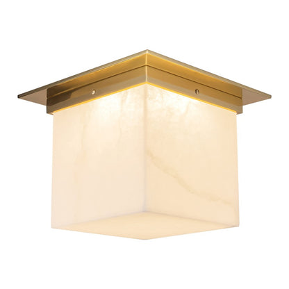 Kuzco Mineral 11" Brass Flush Mount, Patina Brass/Alabaster