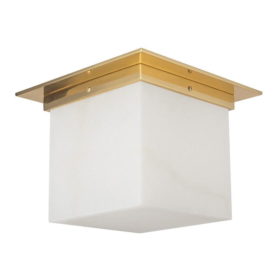 Kuzco Mineral 11" Brass Flush Mount, Patina Brass/Alabaster